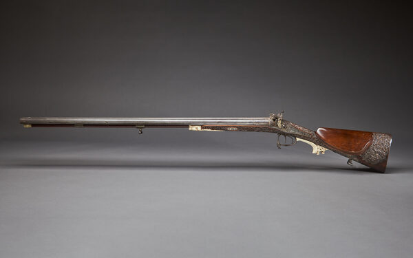 Dvocijevna lovačka puška sistema paljenja na kapislu, oko 1880.